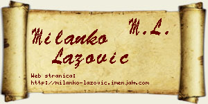 Milanko Lazović vizit kartica
